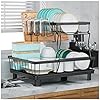 7 code 2-Tier Dish Drying Rack for Kitchen Counter,Detachable Large Capacity Dish Drainer Organizer with Utensil Holder, Drain Board,Black 7 code 2-Tier Dish Drying Rack for Kitchen Counter,Detachable Large Capacity Dish Drainer Organizer with Utensil Holder, Drain Board,Black