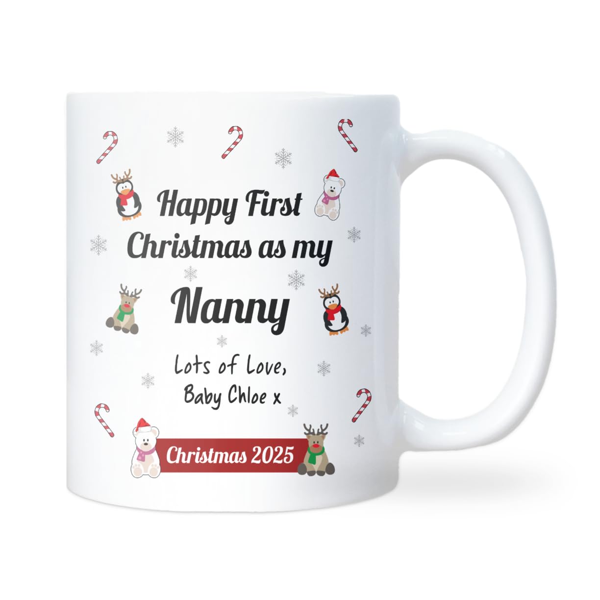 Confidently Quirky - Personalised First Christmas As My Nanny White Mug, Baby First Christmas Gift for Nanny