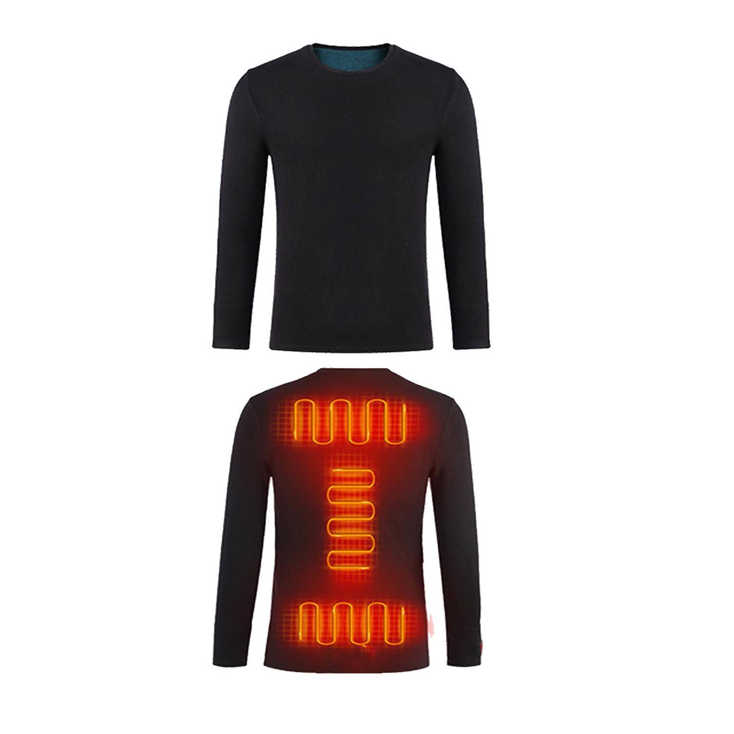Ropa interior térmica térmica para parejas con cuello redondo y carga USB (excluyendo el banco de energía)