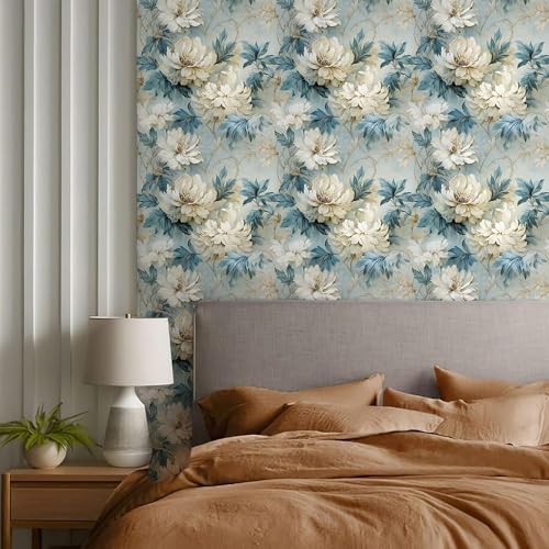 Image of Self Adhesive Decorative Peel Stick Waterproof Wallpaper Wall Decor Removable Wall Paper for Living Room Hall Decoration PVC Vinyl DIY Contact Paper 45x304cm (Peony Flowers)