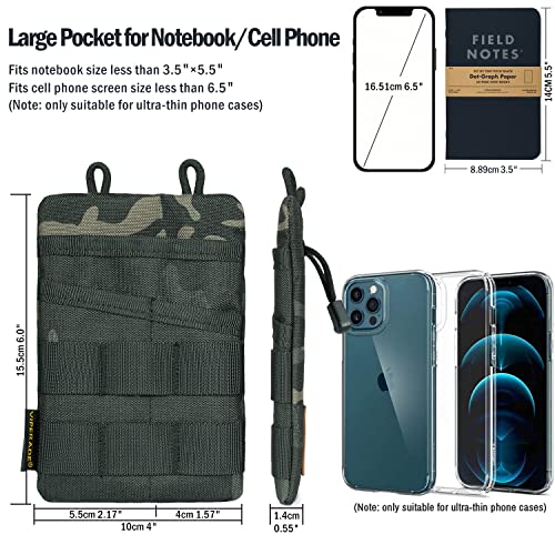 Viperade Ve3 Tool Pouch Pocket Organizer, Nylon Tool Belt Loop Pouch With 4 Pockets Tool Storage Edc Pouch For Flashlight/Pocket Knife, Tactical Pen, Notebook (Black Camo) #TOP2