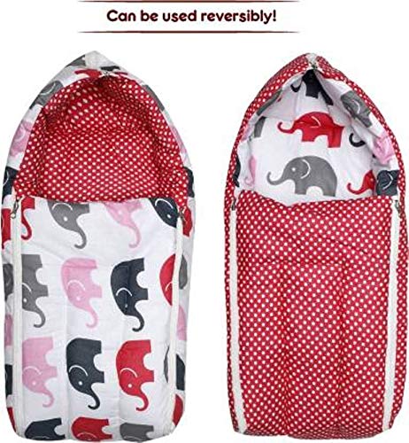 Image of by Urban Space 100% Cotton Baby Sleeping Bag, Reversible Bag, 3 in 1 Usage Baby Cotton Bed Cum Sleeping Bag, Carry Bag, Baby Wrapper Size - 68 x 50 x 15 cm, 0-12 Months