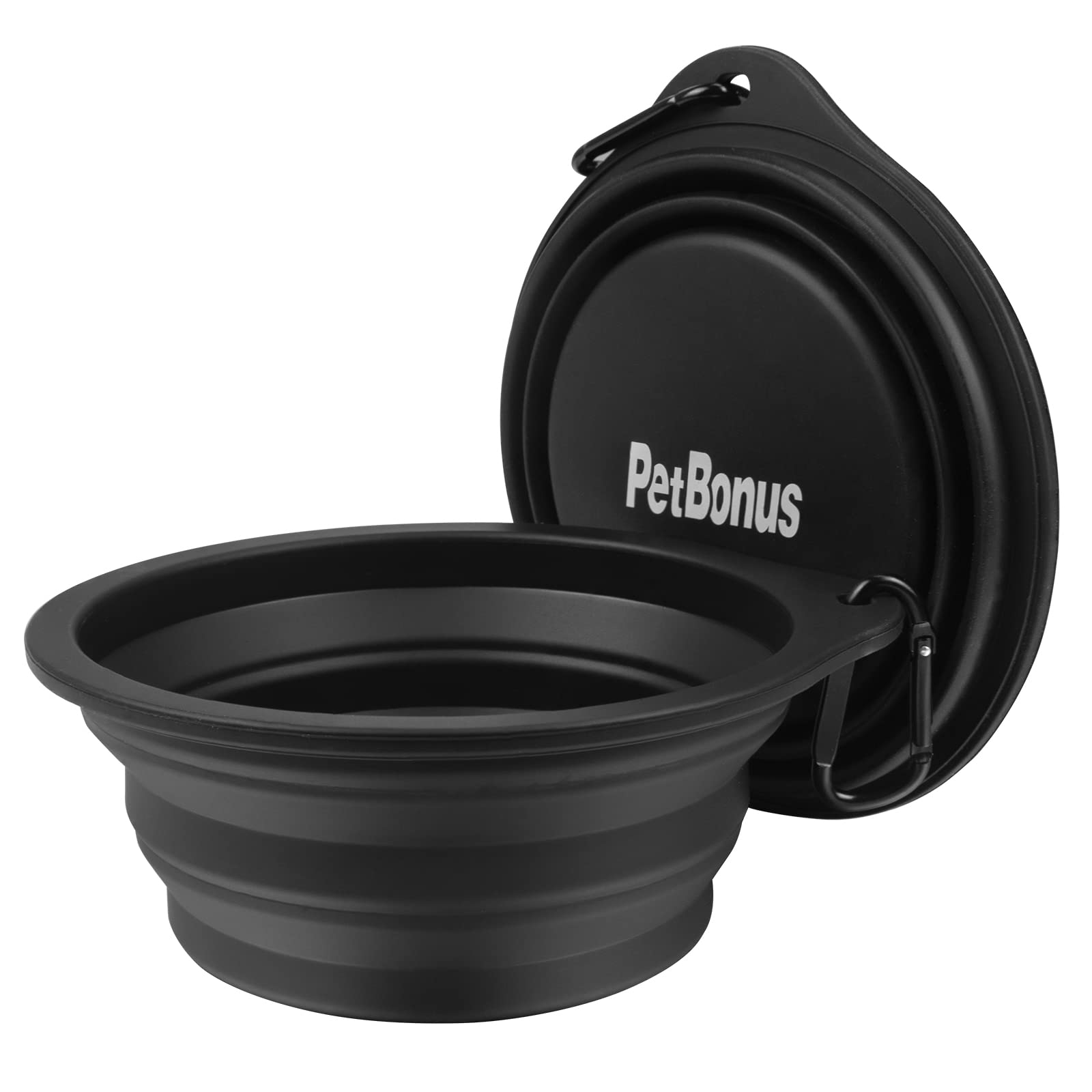 PetBonus Ciotole Pieghevole per Cani da Viaggio in Silicone, Ciotola da Viaggio Portatile con Moschettone, Piatto per Cibo e Acqua per Cani e Gatti, Lavabili in Lavastoviglie