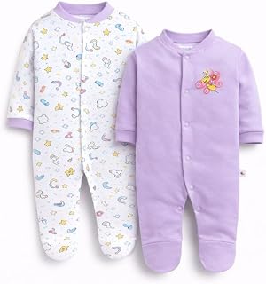 100% Pure Cotton Full Sleeve Rompers for Newborns | Pack of 2 Onesies for Baby Boys & Girls | Cotton Infant Full Sleeve Sl... Price In India