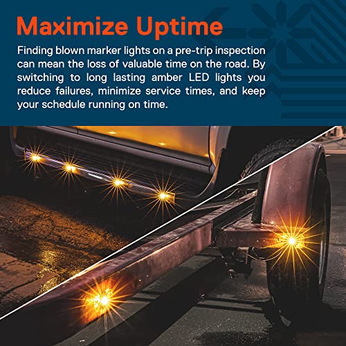 2Pc 3/4" Round Amber Trailer Led Marker Light [Dot Fmvss 108] [Sae P2Pc] [Semi-Spherical Output] [Ip67 Waterproof] [Bullet Style] Round Clearance Marker Lights For Trailer Truck #TOP2