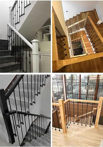 Balaustres de hierro ajustables para reparar barandillas viejas sin cortar postes de escalera 8