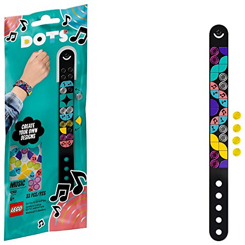 LEGO DOTS Music Bracelet 41933 DIY Craft Bracelet Kit; Creative Bracelet Making Kit for Kids who Love Music and Jewelry, with Cool Music Tiles to Inspire Fun Designs, New 2021 (33 Pieces)
