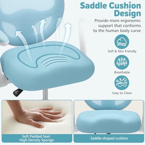 Image of HOFFREE Kids Desk Chair Ergonomic Study Chair with Flipped Armrest-Blue