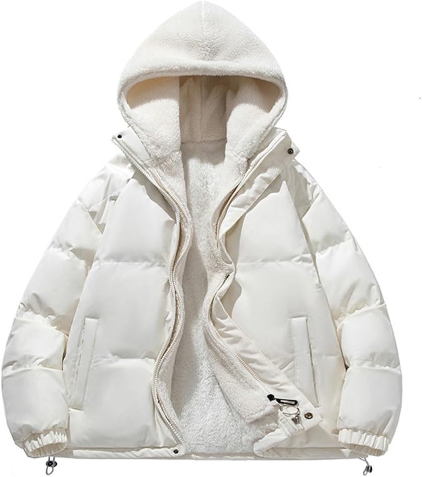 Onsoyours Damen Wintermantel Parka Mit Kapuze – Warme Fleece-gefütterte Outdoorjacke, Einfarbig, Schwarz, XXL, Für Kalte Tage