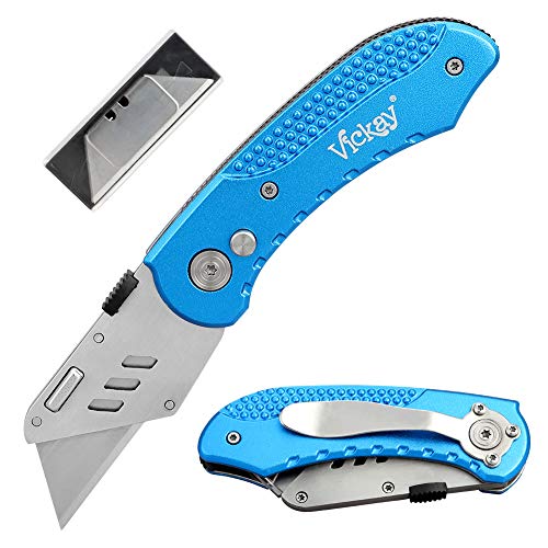 Folding Utility Knife Heavy Duty Box Cutter with 5 SK5 Quick Change Blades