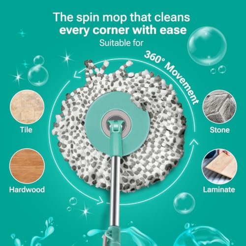 Image of Spotzero By Milton Eelite Spin Mop I 2-in-1 Mop Bucket for Cleaning & Drying I 360 Spin Mechanism I High Absorbent Microfiber Refills I Big Wheels & Drag Handle for Easy Movement I Black
