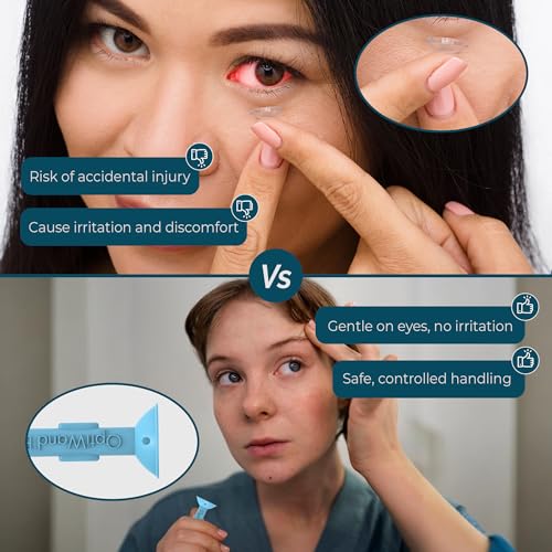 OptiWand Trial Pack Portable Soft Contact Lens Insertion & Removal Tools - Silicone Rubber Eye Lens Inserter & Remover Device with Pincher End & Finger Grips - Safe & Easy to Use