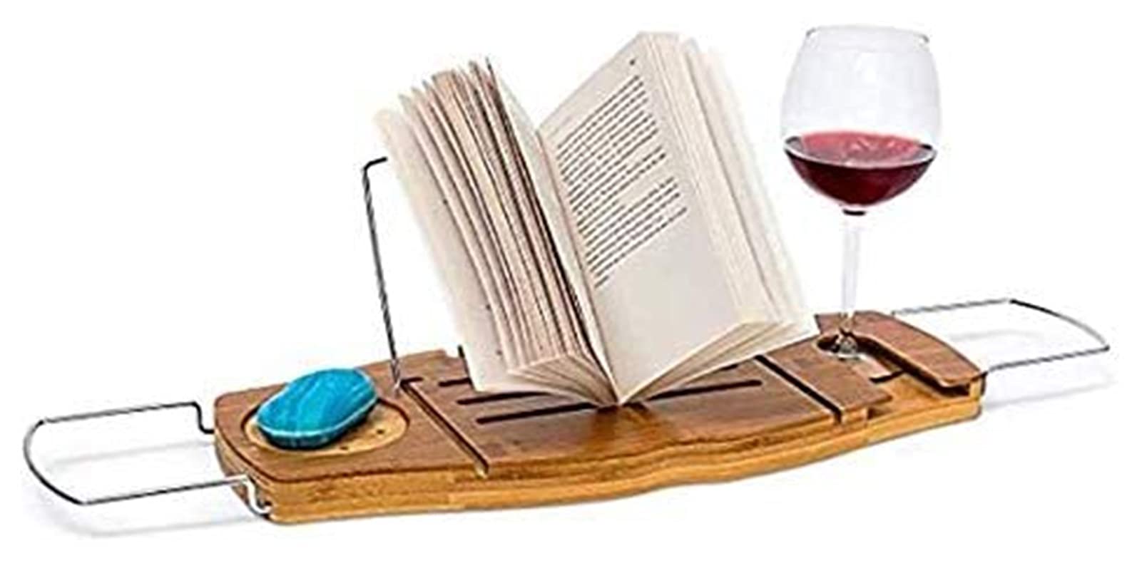 MYUYEE Bath Trays Bathtub Caddy, Bath Tray With Book Stand, With Wine Glass Holder,Extendible, Natural Foldable Bathtub Cover Bathroom Trays