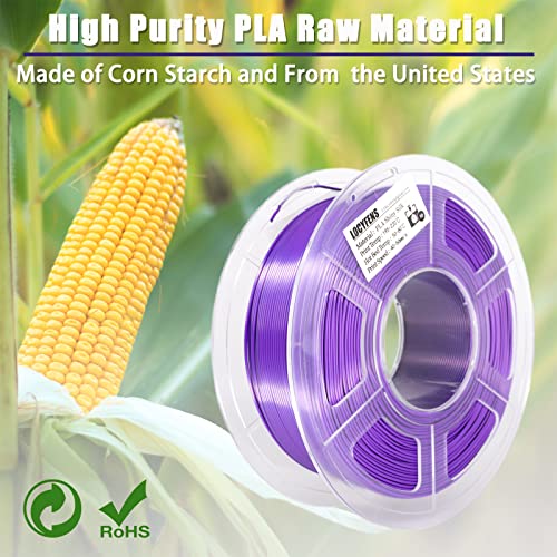 Image of PLA Filament 1.75mm,3D Printer Filament High Speed Printing, Silk PLA Dual Color Black Purple 3D Printer Filament, 1.75 PLA Filament + /-0.02mm, 1kg /2.2lb