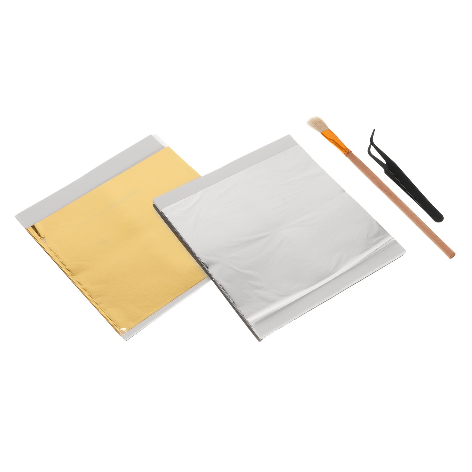 Láminas de plata para manualidades con pincel y pinzas OSALADI kit de decoración para resina y uñas