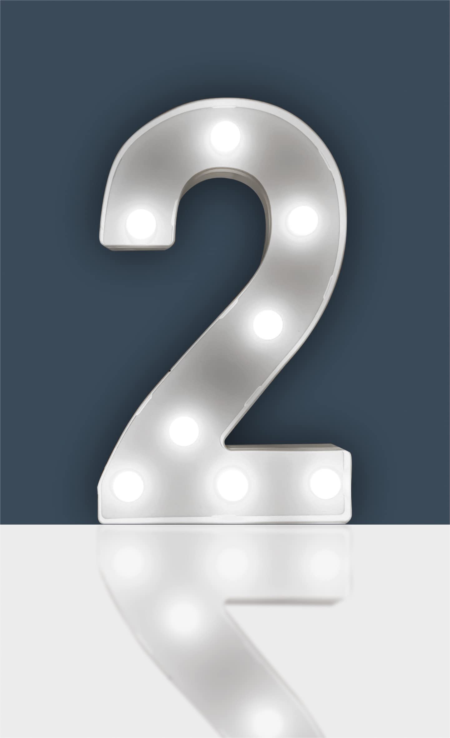 Battery Operated 3D LED Number Light - Perfect for use as a Night Light or at Weddings and Parties (Number 2)