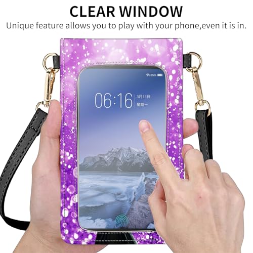 for Women Cell Phone Purse,with Touchscreen Cell Phone Purse,PU Leather Shoulder Bag Waterproof Phone Wallet Case with Clear Touch Screen Window up to 6.7 inch Smartphone,4