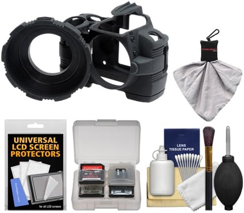 MADE Rubberized Camera Armor Case (Black) for Nikon D3000 Digital SLR Camera with Spudz + Cleaning Kit