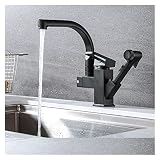 Rubinetto del lavello cucina ponte nero montato flessibile tiz-io mixer rubinetto fredda a molla spruzzata argento cromato,Controllo preciso(Noir)