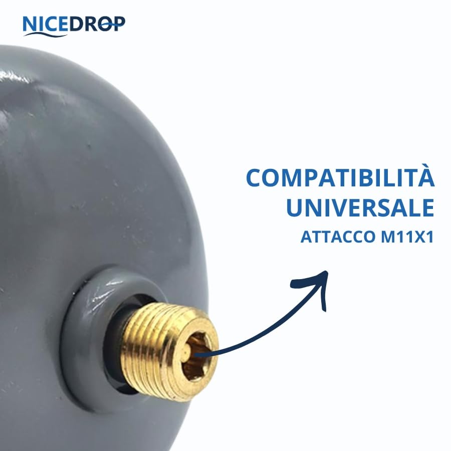 NICEDROP - Bombole CO2 600g per Gasatore – Set Risparmio 6 Pezzi – E290 Alimentare M11x1 – Fino a 120L per Bombola – Compatibile Universale – Made in Italy
