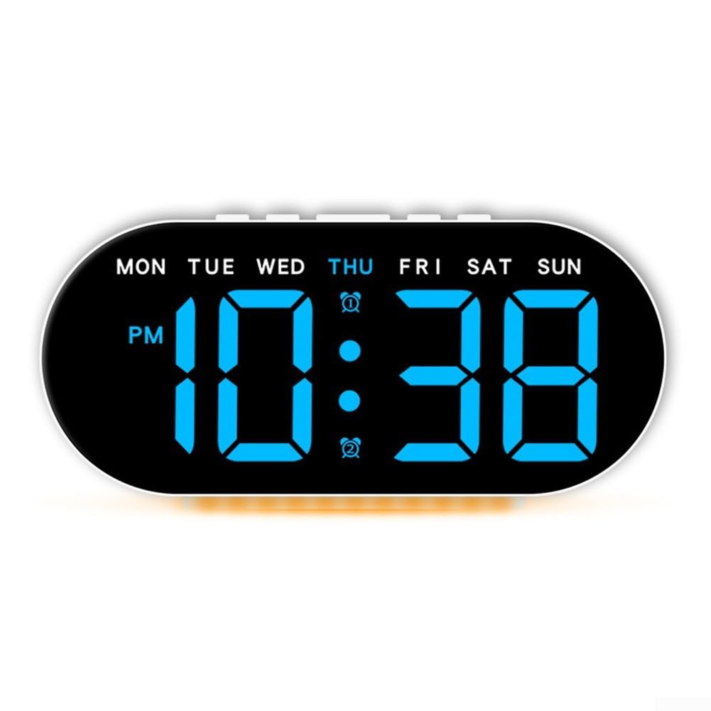 For LED Alarm Clock with Display and Adjustable Ambient Light, Day of the Week Indicator, 4 Brightness Levels, Multifunctional Digital Clock(Blue light)