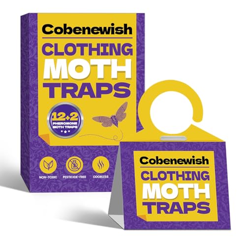 Clothing Moth Traps 6 Pack Moth Traps for Clothes with Pheromone Attractant Odorless Sticky Glue Trap for Closet Carpets Odor-Free & Natural (6)