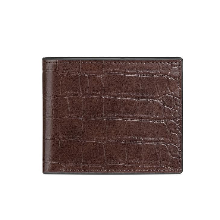 Portefeuille compact homme cuir véritable marron café vintage petit format pour billets et cartes