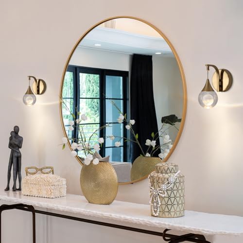 Image of Moon Wall Sconce Indoor, Crystal Sconce Wall Lighting Modern, Dimmable LED Wall Light for Bedroom Bathroom Living Room Vanity Dining Room, Brass