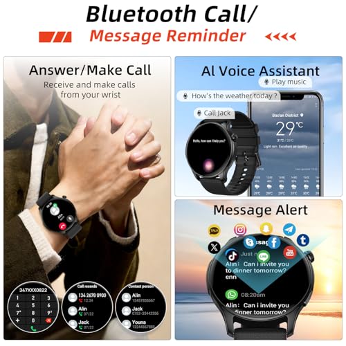 Smart Watch for Men Women Fitness: Waterproof Make Answer Call Smart Watches for Men Running Smartwatch for Android/iPhone Samsung Compatible Digital Mens Watches Activity Pedometer Heart Rate Monitor - Image 3
