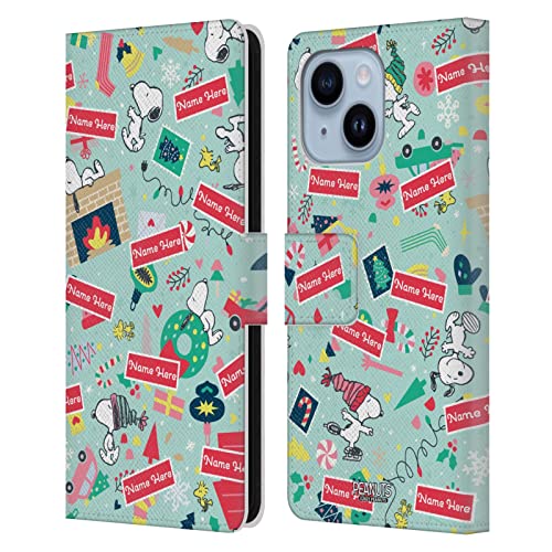 Étui Peanuts Apple iPhone 14 Plus coque portefeuille en cuir personnalisable pour Noël