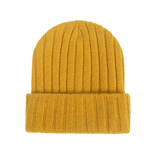 Mookiraer Women Cable Knit Beanie, Women Beanie Hats, Soft Knit Warm Hat, Warm Chunky Beanie Hats (Yellow)