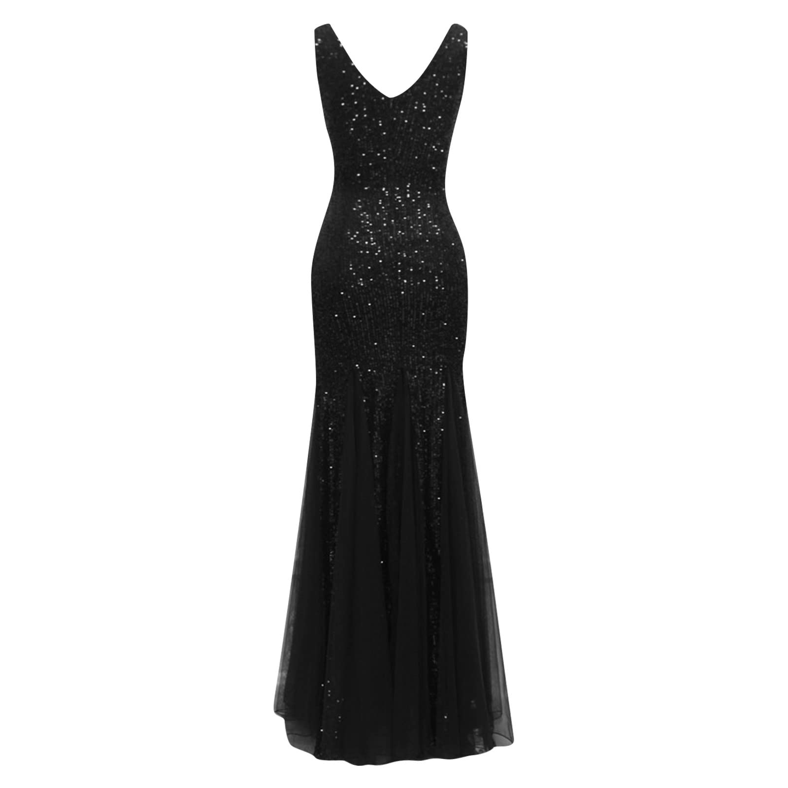 Cocila Abito Lungo Boho Floreale da Donna Abito da a Aderente Ricamato in Pizzo con Scollo a V e Paillettes da Donna Vestiti Smeraldo