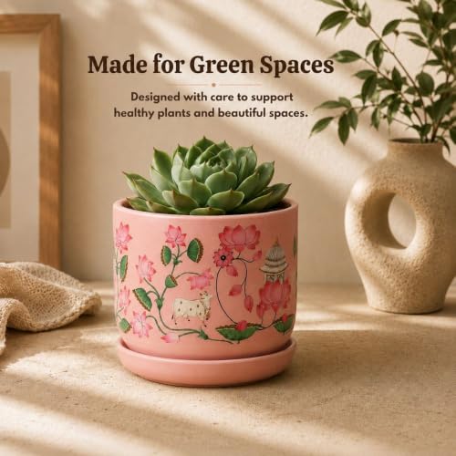 Image of Urban Upvan Decorative Terracotta Tradition Lotus Planter Pot for Home & Garden | Indoor Outdoor Flower Pot for Balcony, Living Room, Office & Table Decor (Pack of 1)