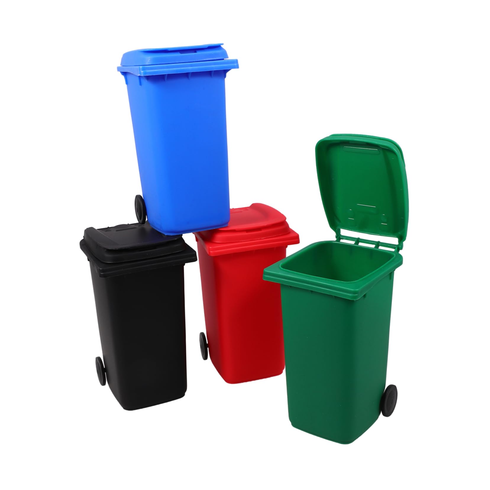 Operitacx 16stücke Mini Mit Deckel Schwarz Blau Grün Und Rot Multifunktionale Stiftehalter Und Makeup Pinsel Organizer Für Schreibtisch Und Kosmetikbedarf