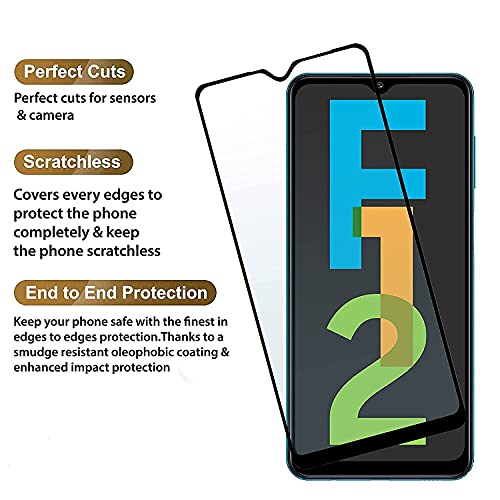 Image of Screen Protector for Samsung Galaxy F12 | M12 | A12 (Black) Tempered Glass Edge-to-Edge 6D Screen Guard With Installation Kit