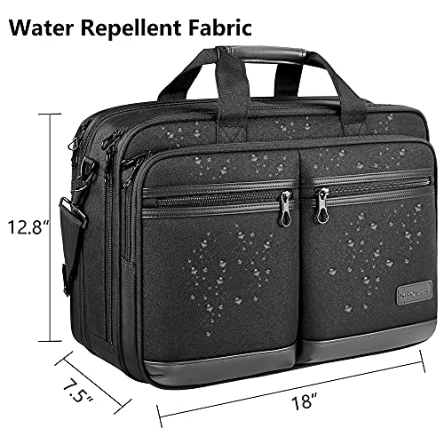 KROSER Laptop Bag Stylish Laptop Briefcase Fits Up to 17.3 Inch Expandable Water-Repellent Shoulder Messenger Bag Computer Bag with RFID Pockets for Business/Travel/School/College/Men/Women-Black by KROSER - Image 4