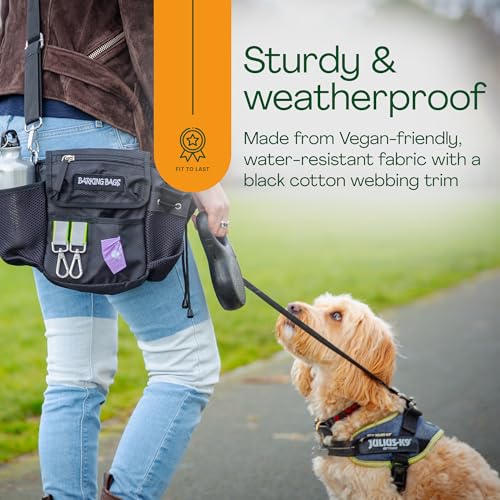 Barking Bags, The Original Dog Walking Bag,Schwarz,Wie in Dragons' Den, leichtes und praktisches Design, trägt Hundespielzeug, Leckerlis, Kotbeutel und mehr mit Leichtigkeit