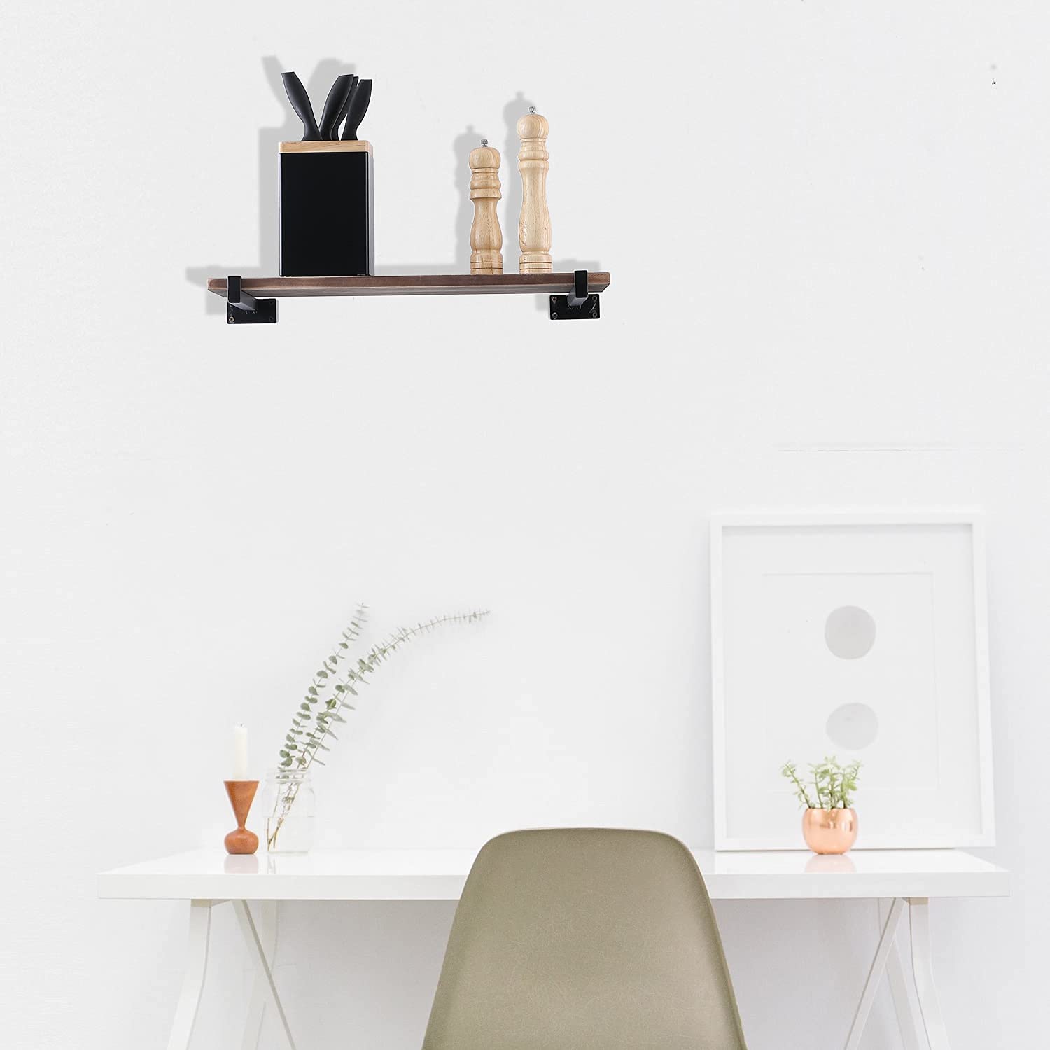 Buy Floating Shelf Brackets，6 Pcs Heavy Duty Wall Mounted Shelf Brackets, 12 Inch Black