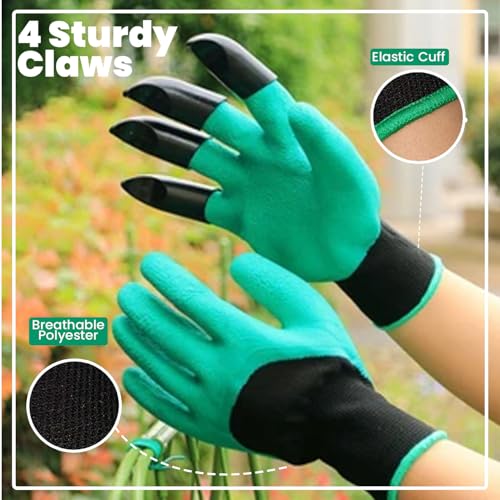 Image of Go Hooked 6 Pcs Gardening Tools Kit Cultivator, Fork, Transplanter, Weeder, Graden Gloves, Pruner Cutter Heavy Duty Garden Tools Set for Indoor Outdoor Plants, Balcony, Home Garden Use