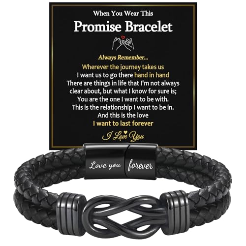 Pulsera de cuero trenzado negra con nudo infinito 8.5" para hombre miniatura 1