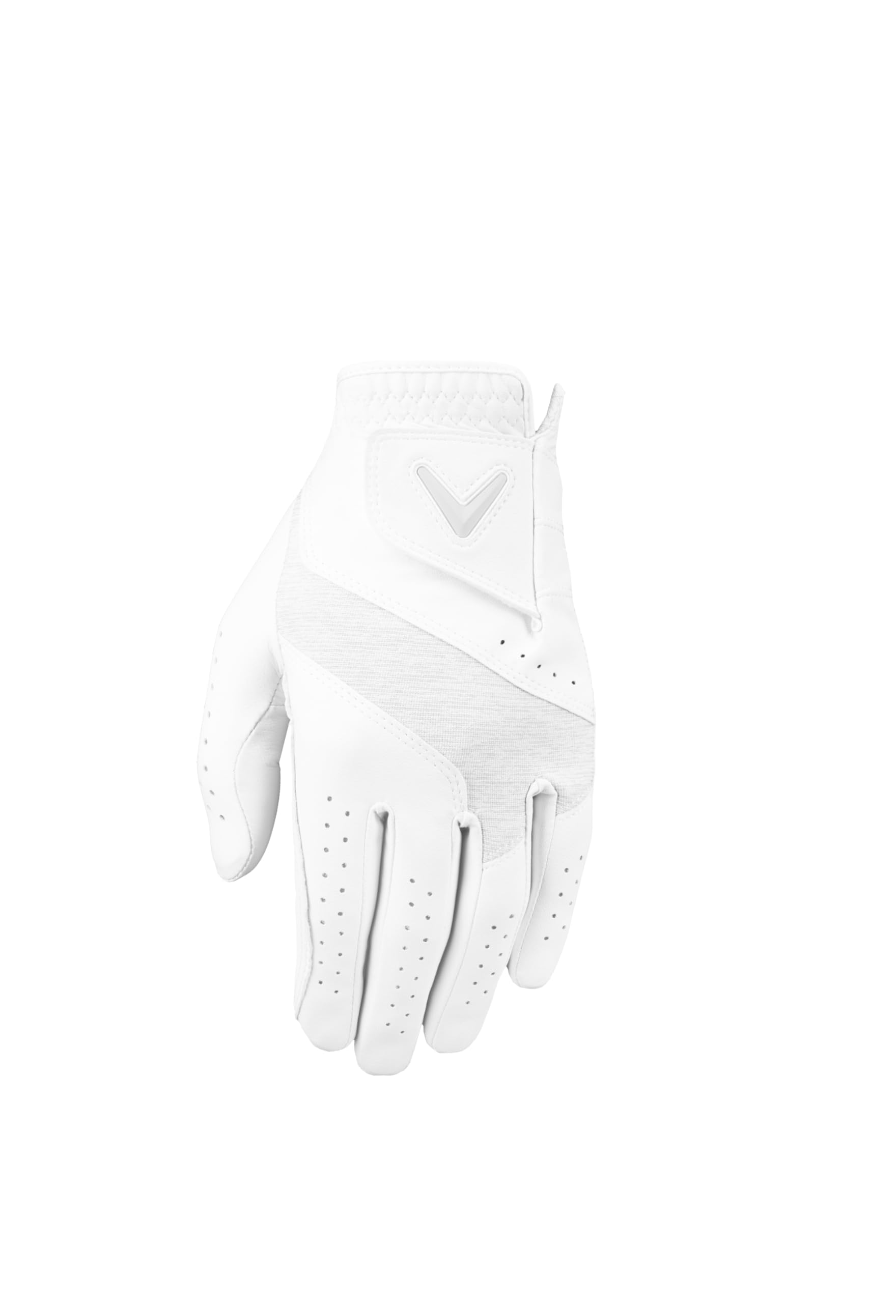 Callaway Golf Fusion Glove (Ladies, Medium, White/Silver, Worn on Left Hand)