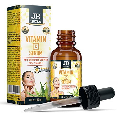 Pure Vitamin C Serum - Hyaluronic Acid For Healthy Skin, Men and Women, Liquid Form, Drops, Organic and Natural by JB NUTRA