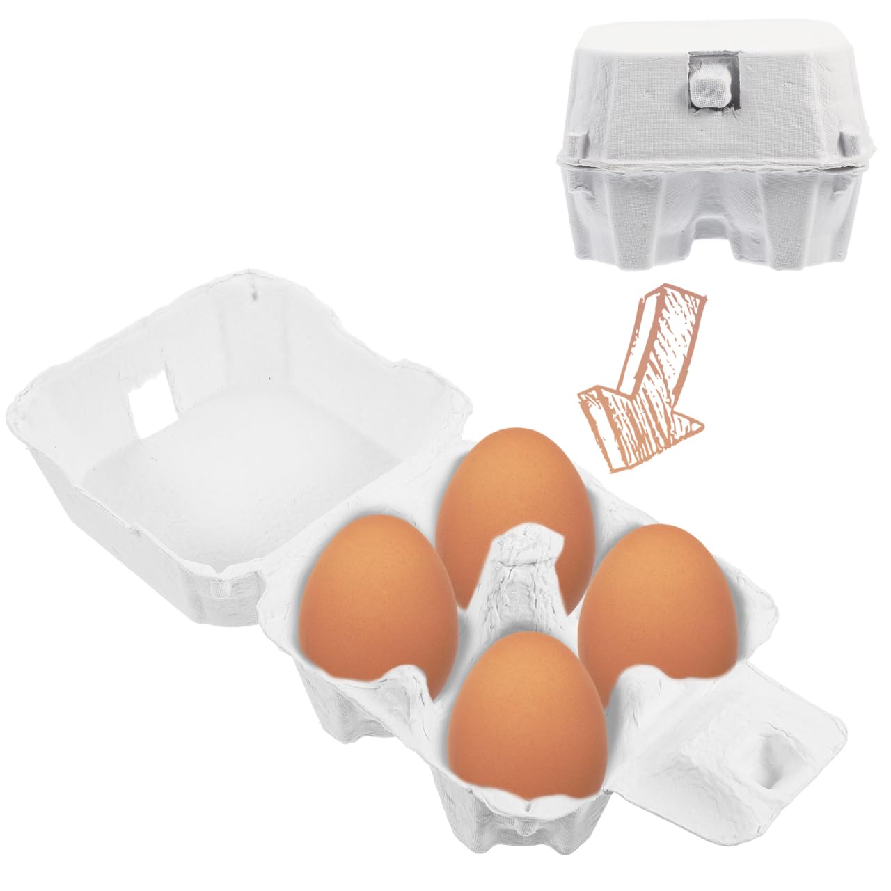 Zerodeko 50 Boîtes à Œufs en Carton Vide 4 Compartiments Boite en Pâte à Papier Recyclable pour Stockage Transport et Vente au Marché Fermier