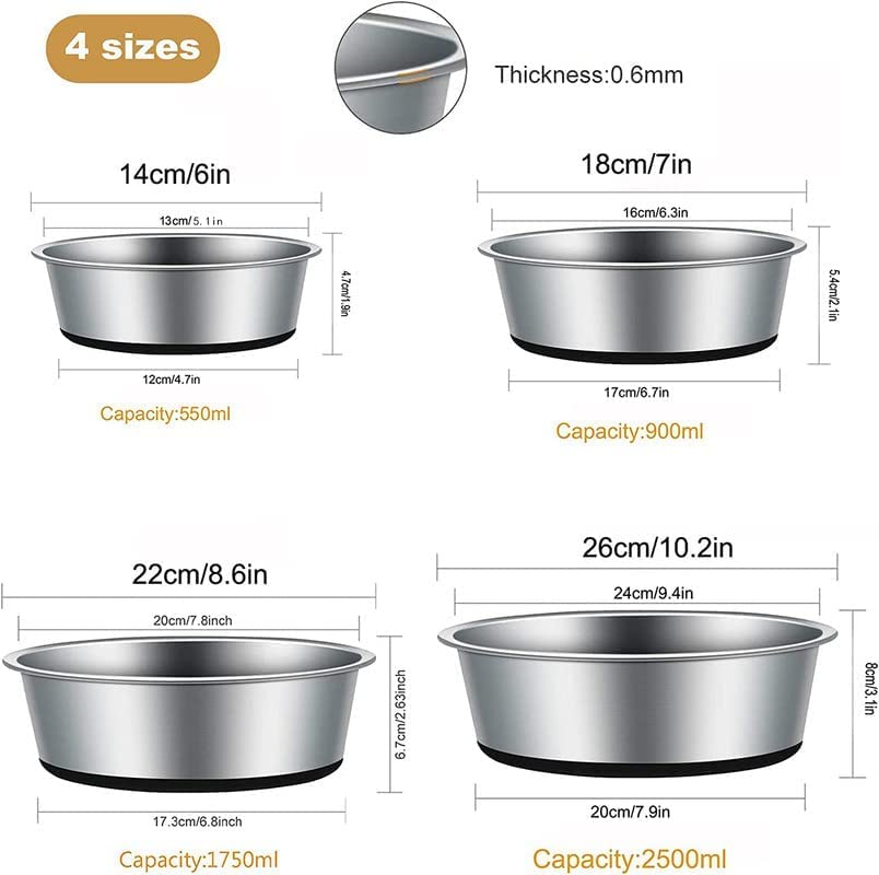 SUOXU Heavy Stainless Steel Dog Bowl,Dog Plate Bowls With Non-Slip Silicone Bases,Pet Feeding Bowls, Medium Dog Feeder Bowls and Water Bowl(M-17cm) - Image 6