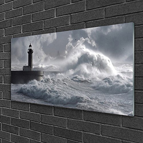 Impression sur verre acrylique 100x50 cm pour décoration murale moderne avec phare et lac