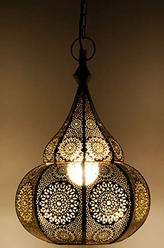 Orientalische Lampe Pendelleuchte Silber Ilham 40cm E27 Lampenfassung | Marokkanische Design Hängeleuchte Leuchte aus… – Bild 3