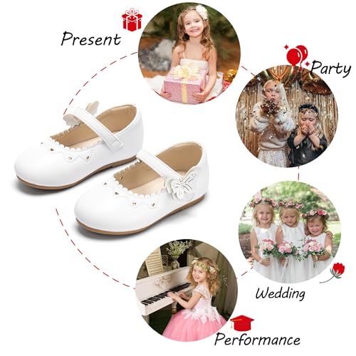 Image of PHIRAMIN Toddler Flower Girl Glitter Dress Shoes Little Girl Ballet Flats Bow Wedding Party
