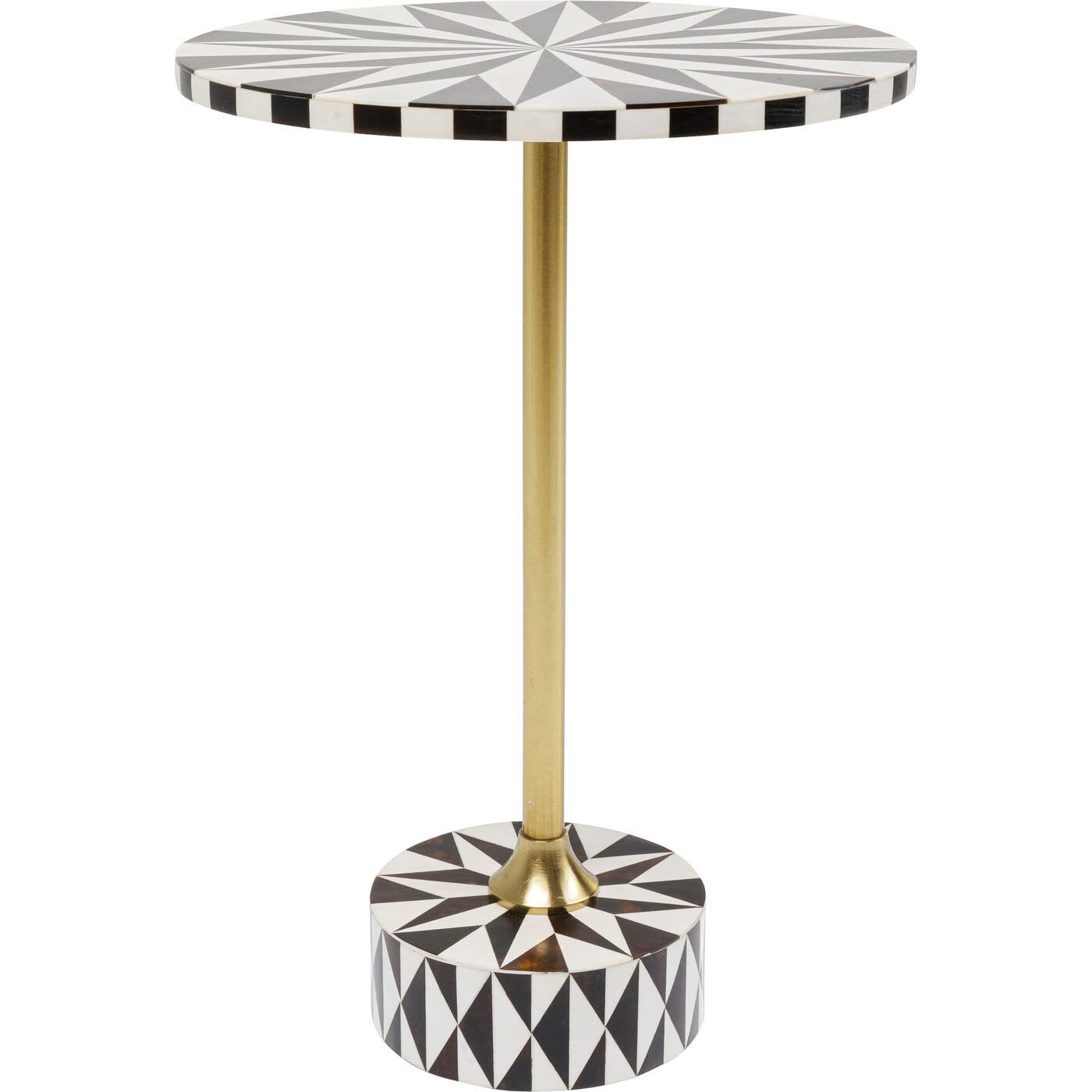 Mesa auxiliar Domero Star redonda de acero y madera blanca y marrón con diámetro de 40cm