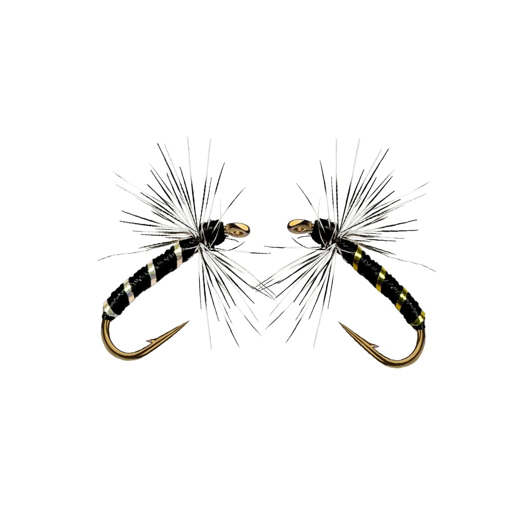 20Pcs/Box Fliegenfischen Köder Griffith Midges Bass Lachs Forellen Fliegen Schwarz/Rot Künstliche Insekten Fischen Köder