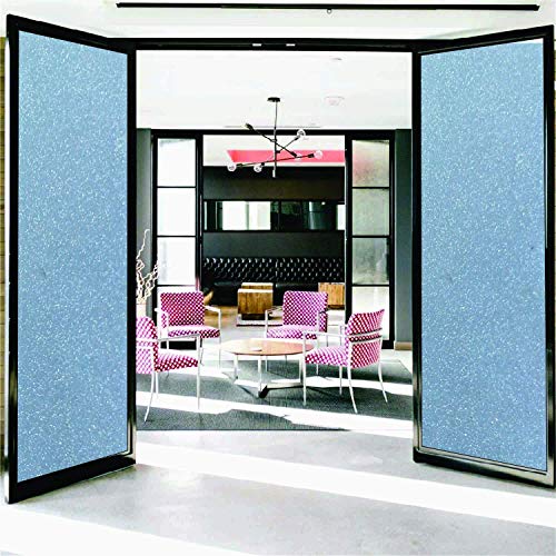 Image of Elton Privacy Window Film, Opaque Blue Frosted Glass Tint Protects Home Security Without Blocking Daylight - Heat Control, UV Prevention (Light Sky Blue Sparkle Frosted) - 16 x 144 Inches